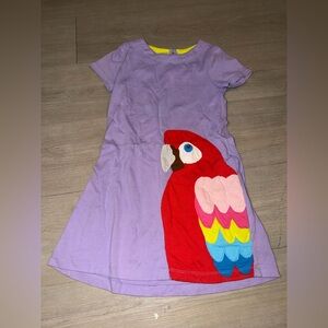 Mini Boden A-Line parrot appliqué dress 5-6Y